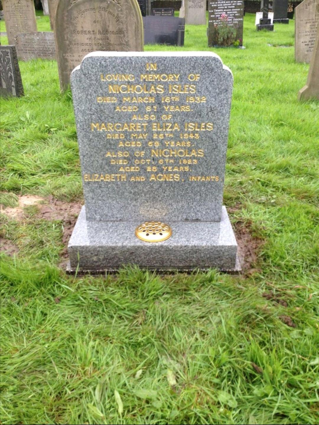 Cleaned headstone