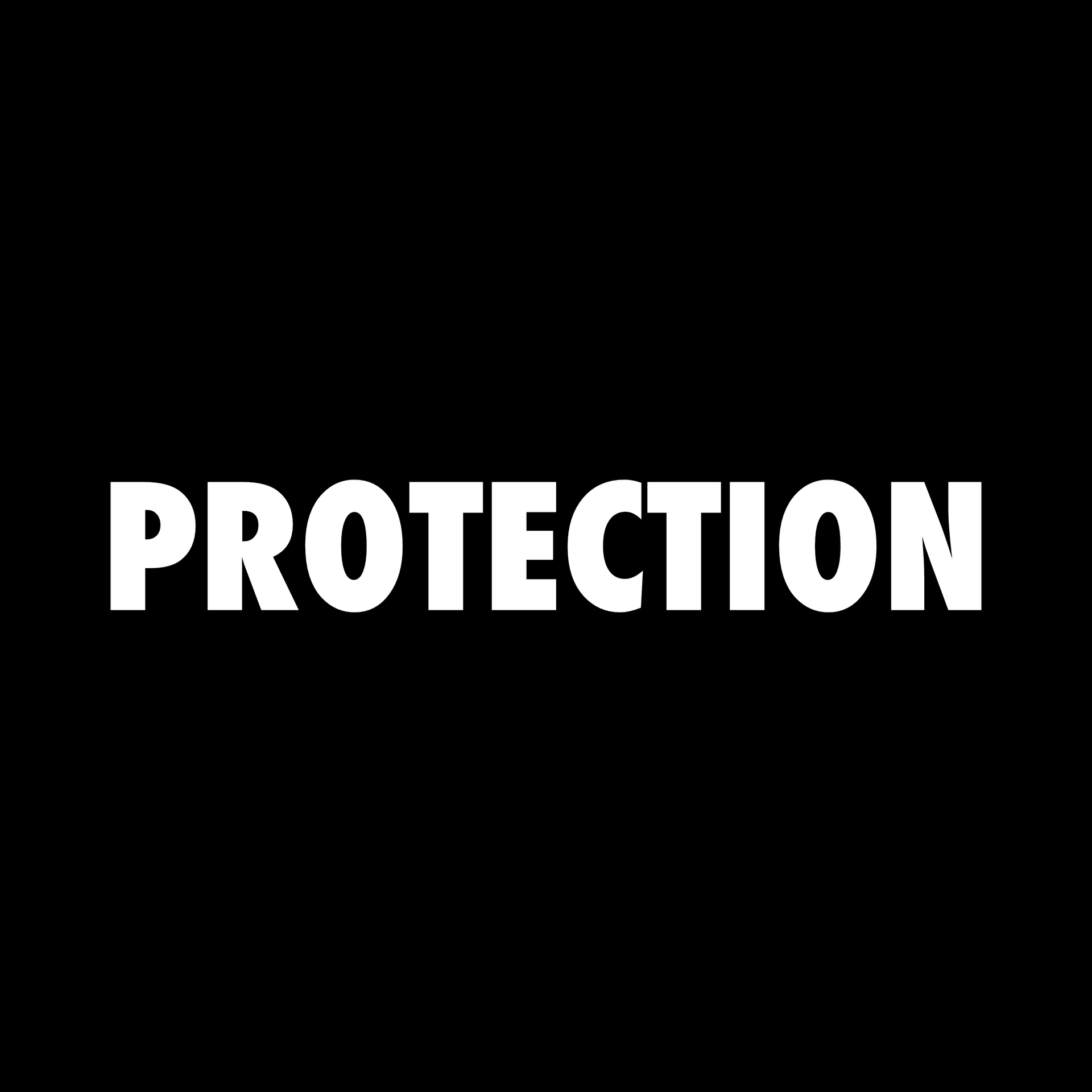 The word protection is written in white on a black background.