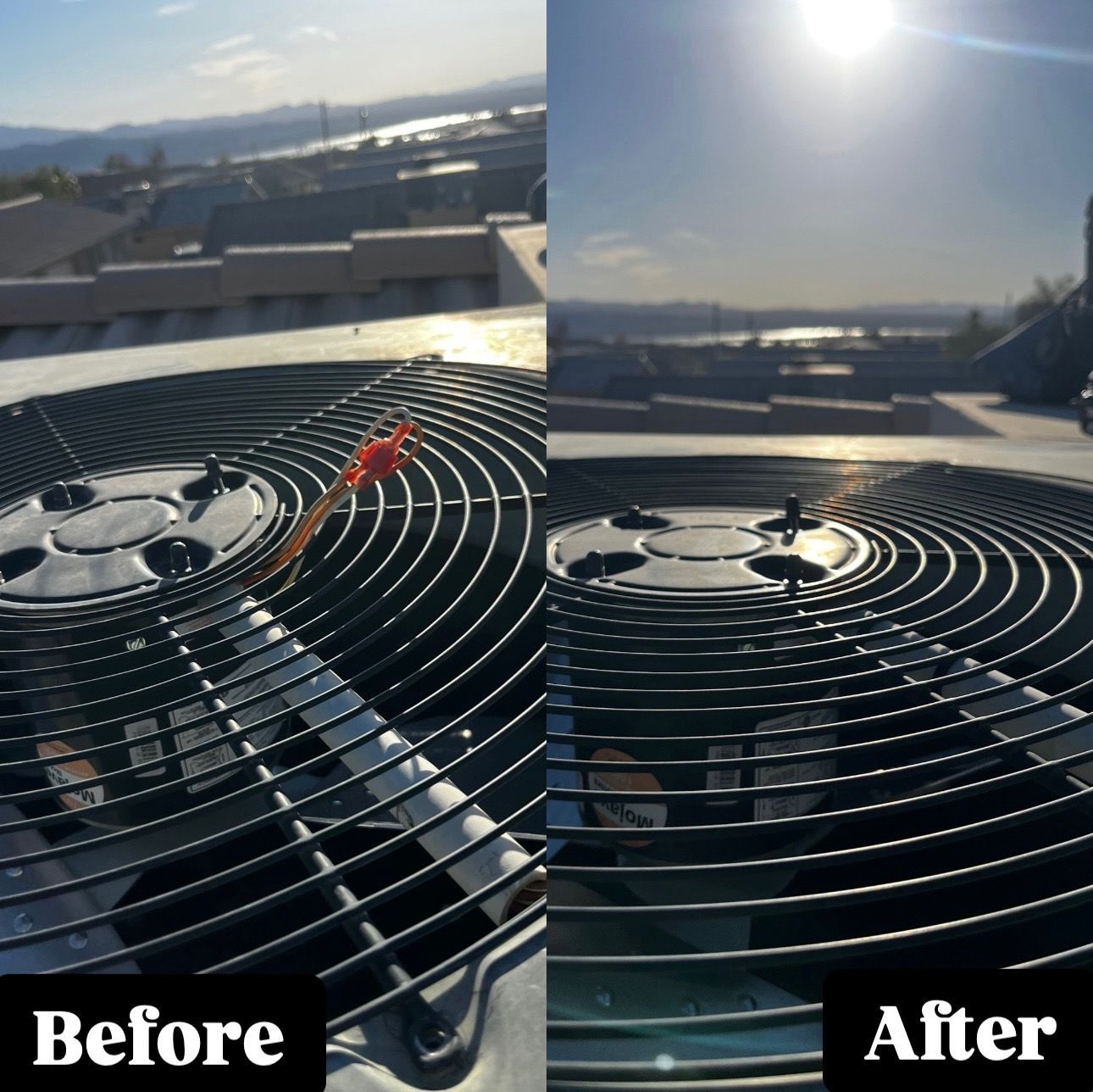 A before and after picture of an air conditioner