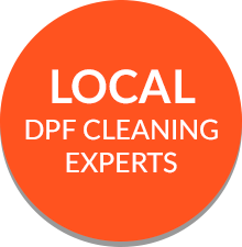 An orange circle that says local dpf cleaning experts