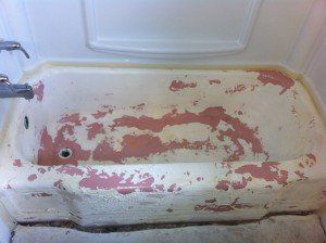 Deck Staining — White Tub With Pink Paint in Versailles, KY