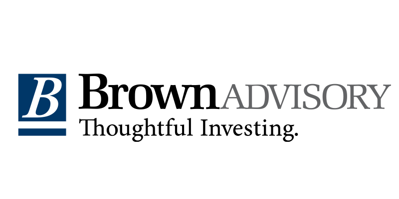 A logo with the words Brown Advisory Thoughtful Investing.