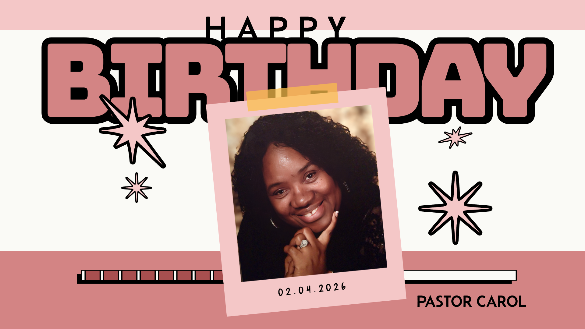 Birthday graphic with smiling woman's photo, 