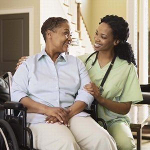 Nurse Takes Care of Old Patient — Cleveland, OH — Park Creek Center