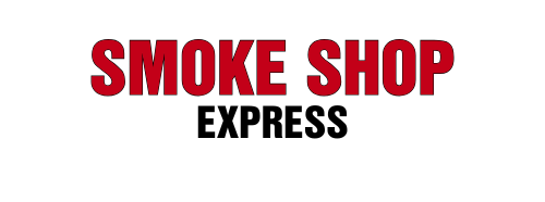 The logo for smoke shop express is red and black on a white background.