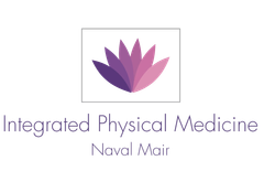 The logo for Naval Mair Physical Medicine has a purple flower on it.