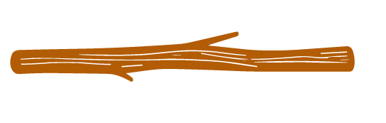 Eine Zeichnung eines Holzstabes auf weißem Hintergrund.