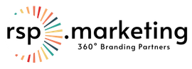Logo for rsp.marketing featuring a circular, multi-colored sunburst icon next to the text 