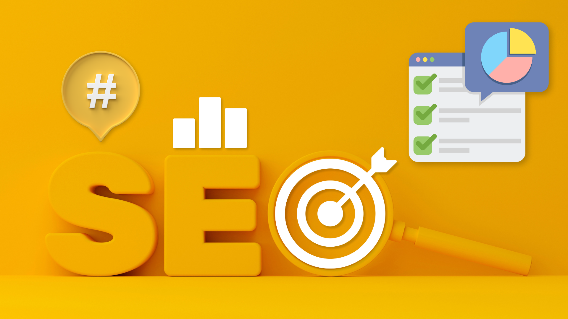 A yellow 3D graphic showing the word