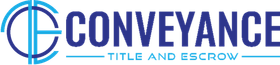 The conveyance title and escrow logo is blue and white.