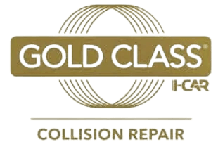 Gold Class I-CAR logo: Gold rectangle with 