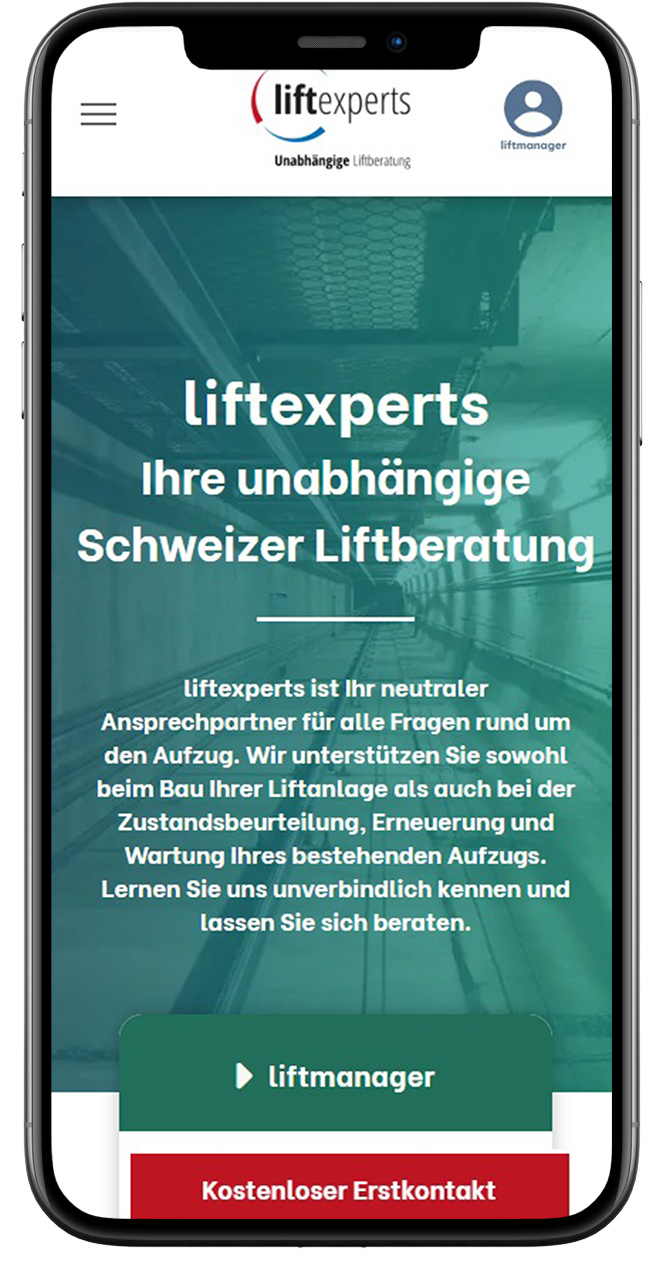 Referenzprojekt Webseite liftexperts.ch Mobile
