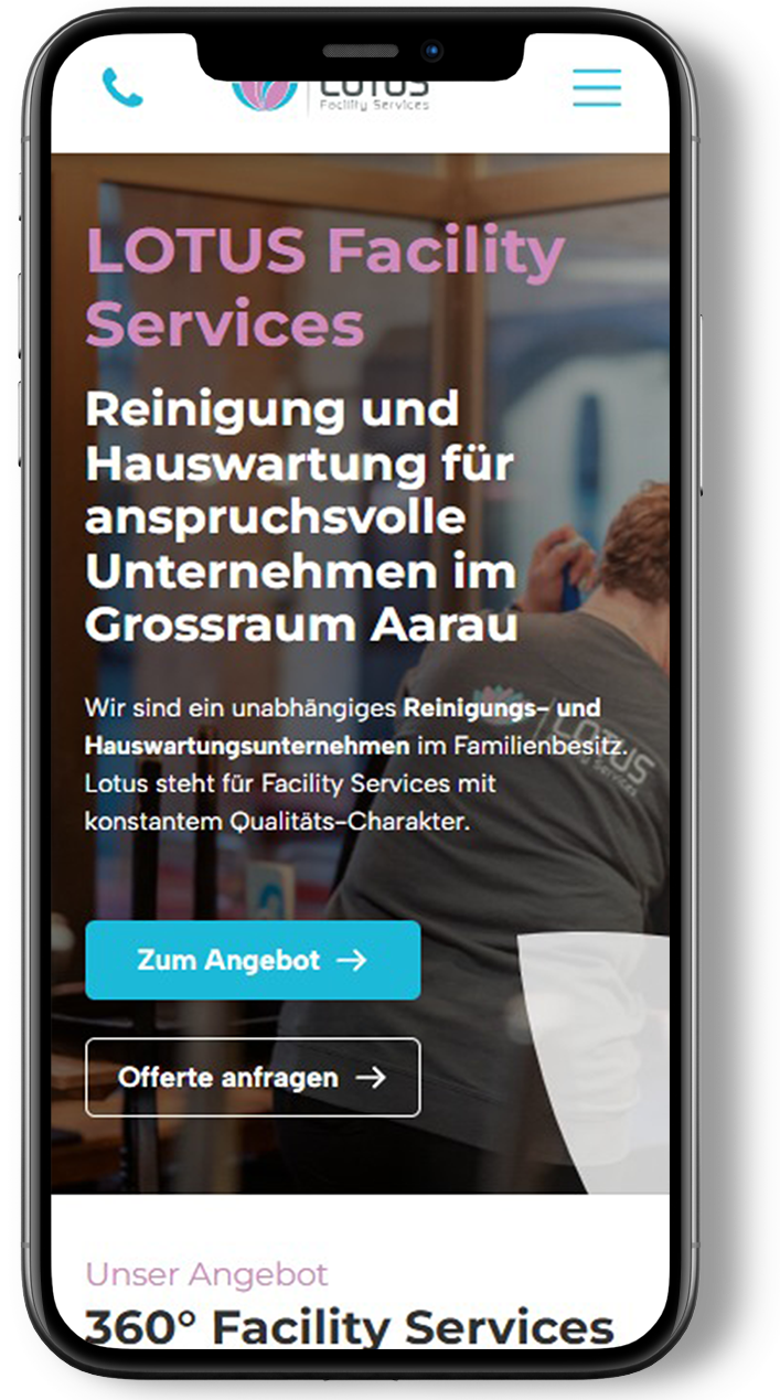 Referenzprojekt Webseite Lotusreinigungen.ch Mobile