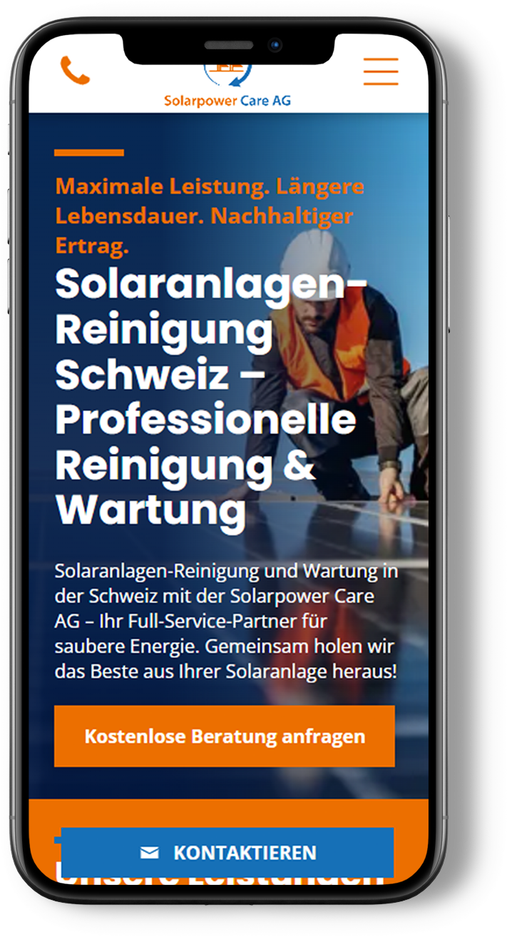 Referenzprojekt Webseite Solaranlagen-reingungen.ch Mobile