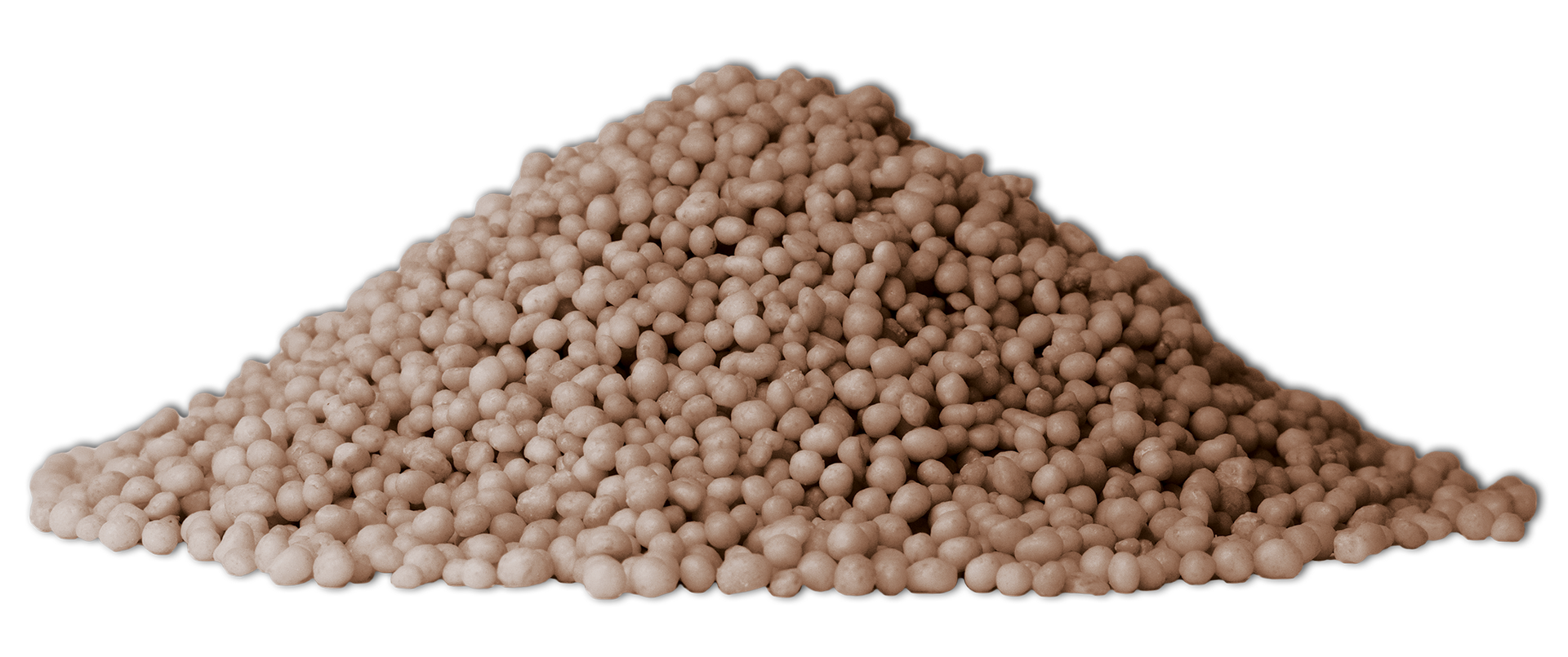 Pile of light brown biothon granular fertilizer.