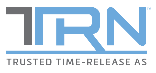 the logo for TTRU trusted time release AS in blue and grey