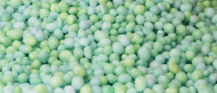 green and blue fertilizer product