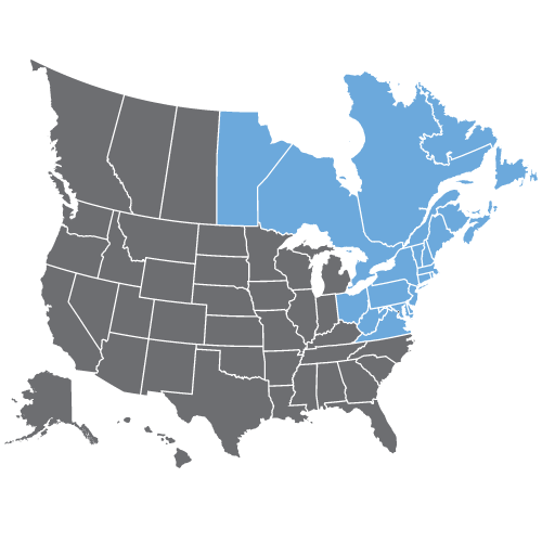 a map of the united states showing the states in blue and gray .