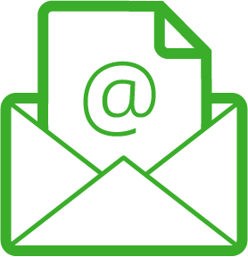 a green envelope icon on a white background .