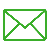 a green envelope icon on a white background .