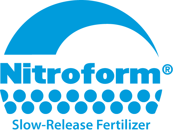 a blue logo for nitroform slow release fertilizer