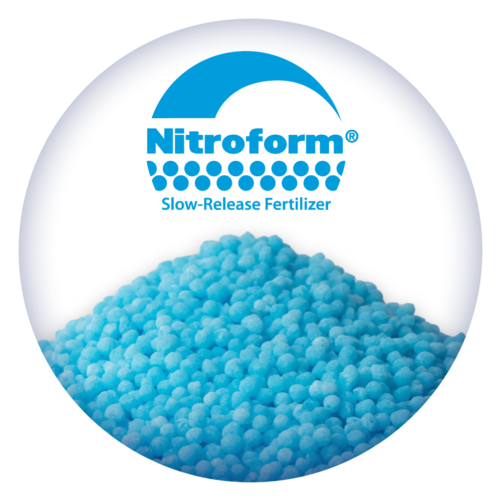 A pile of blue nitroform slow release fertilizer