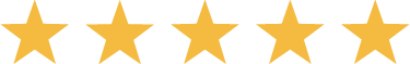 Five gold stars in a row on a white background