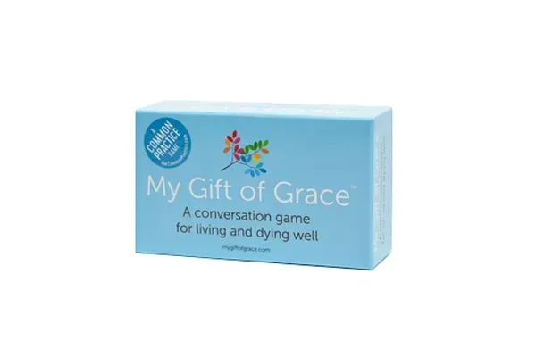 Light blue box for “My Gift of Grace,” a conversation game for living and dying well