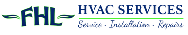 Logo: "FHL" with leaf-like accents. "HVAC SERVICES" text above "Service &bull; Installation &bull; Repairs."