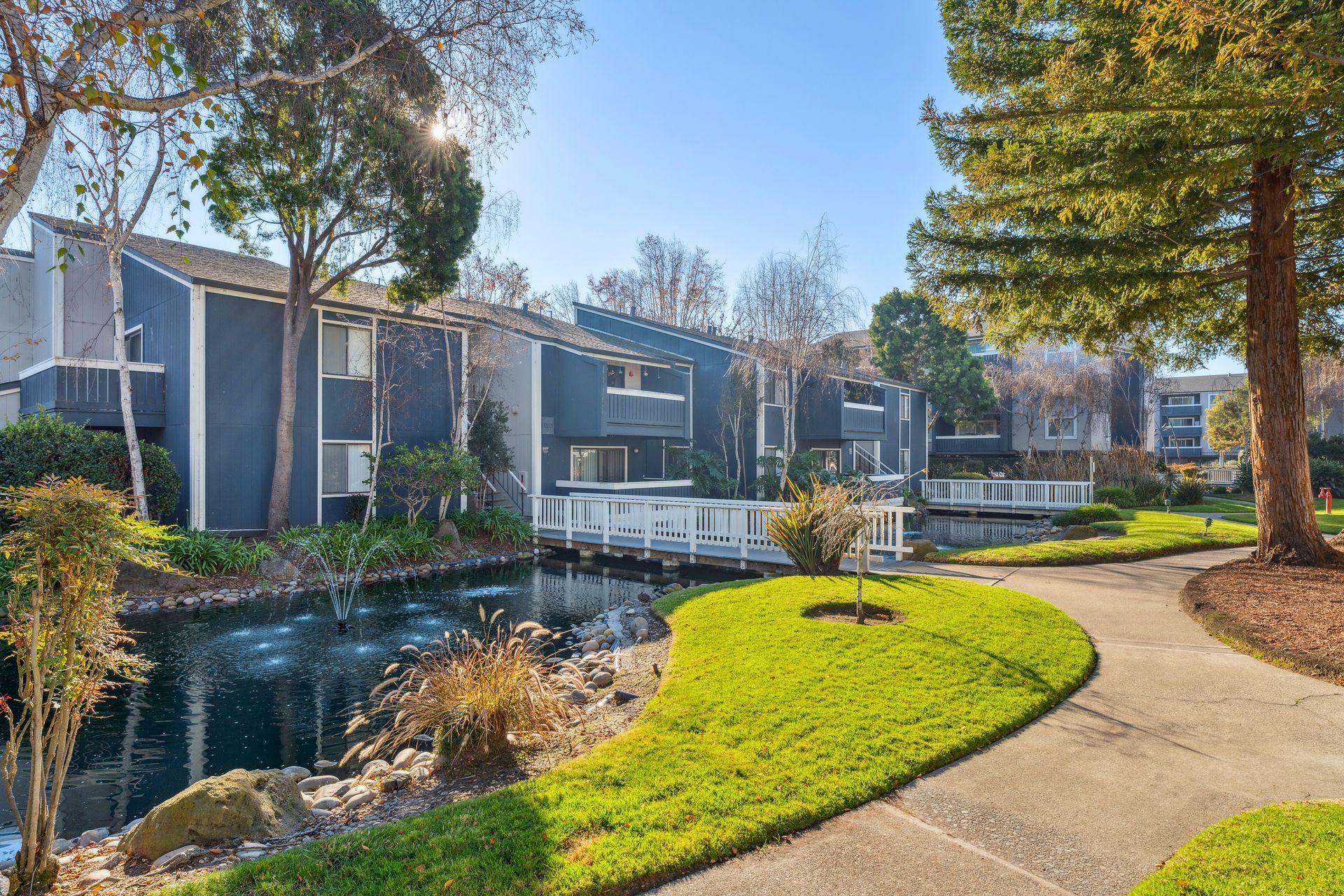 Beautiful streams and lush landscaping at Ballena Village