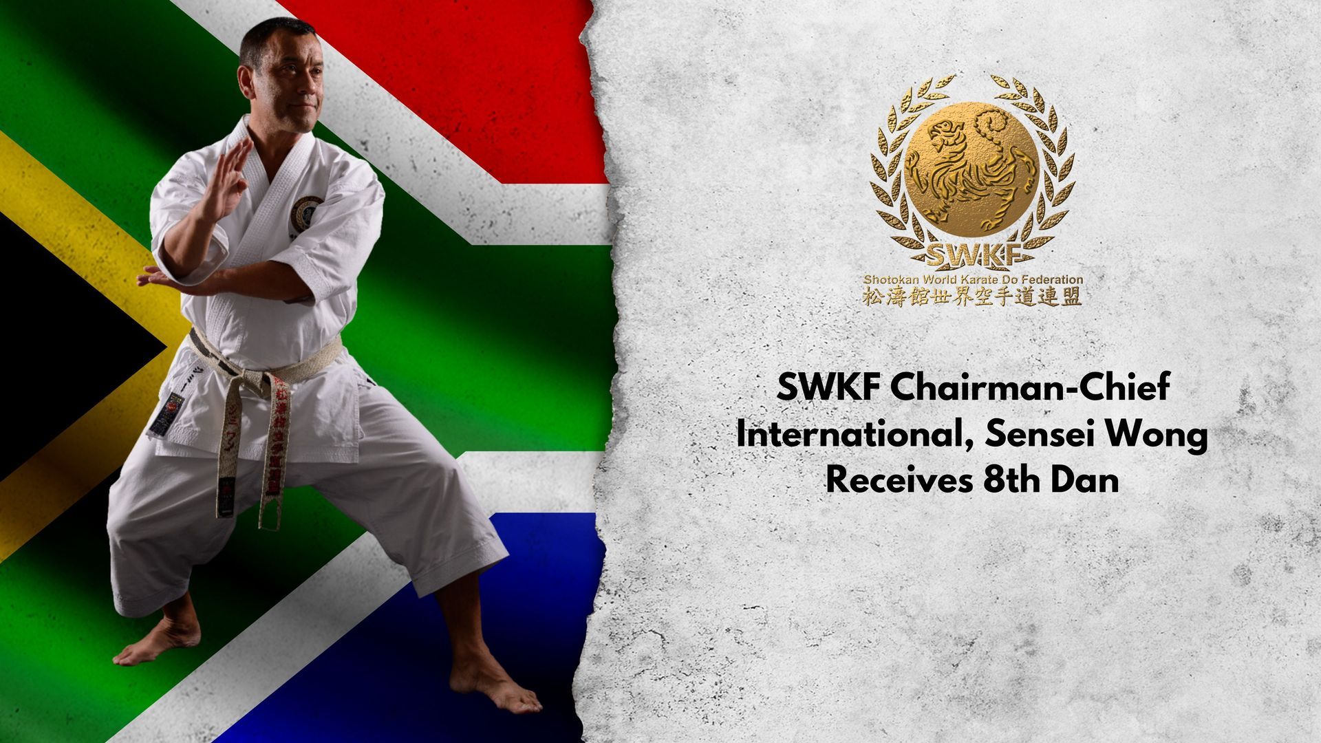 SWKF Chairman-Chief International, Sensei Wong Receives 8th Dan from South Africa