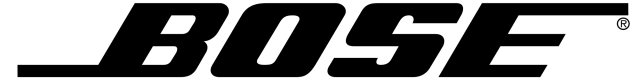 A black and white bose logo on a white background