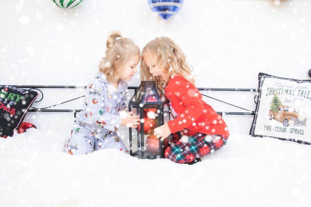 Kids Playing on the Bed with Snow Effects