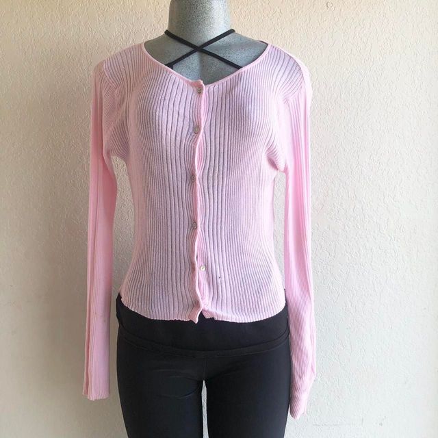 Light pink button up sweater best sale