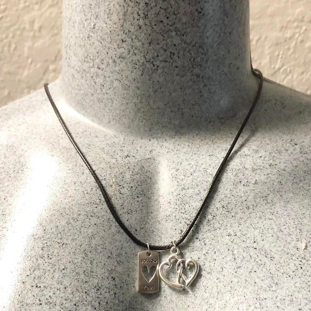 Follow Your Heart outlet Necklace- handmade fine silver heart charm with compass- textured oxidized sterling silver chain- graduation, love, career