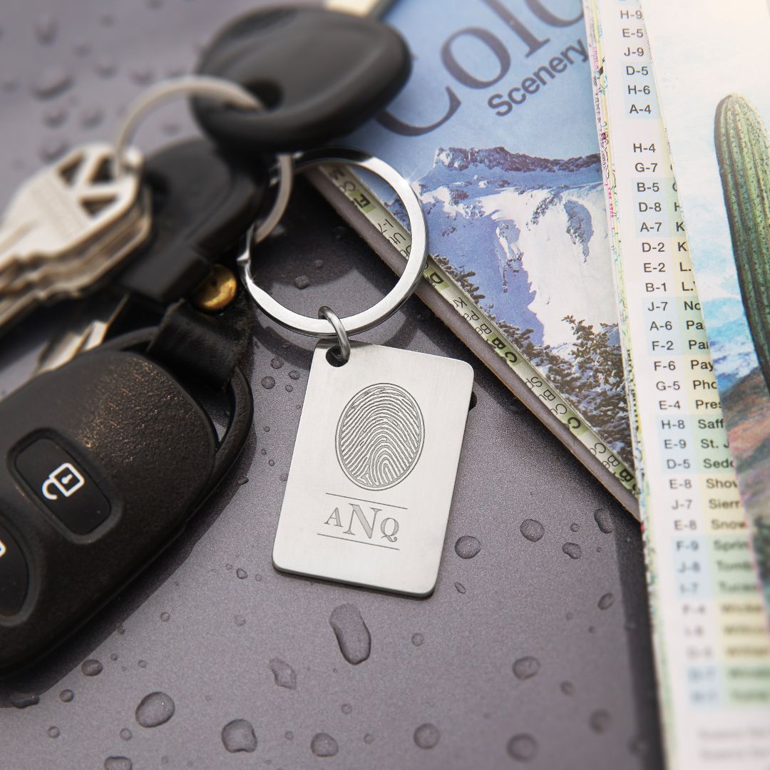 A key chain with the word ano on it