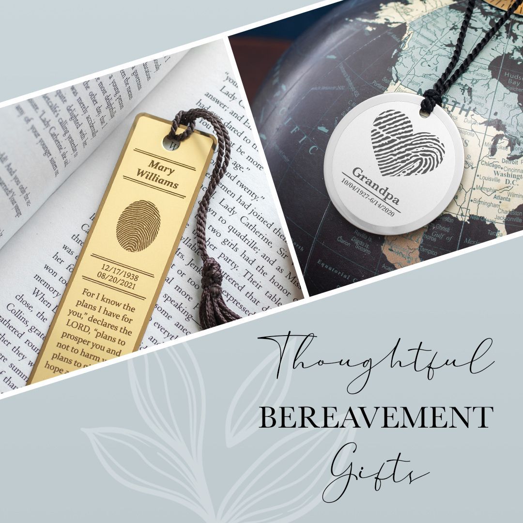 A collage of pictures with the words thoughtful bereavement gifts