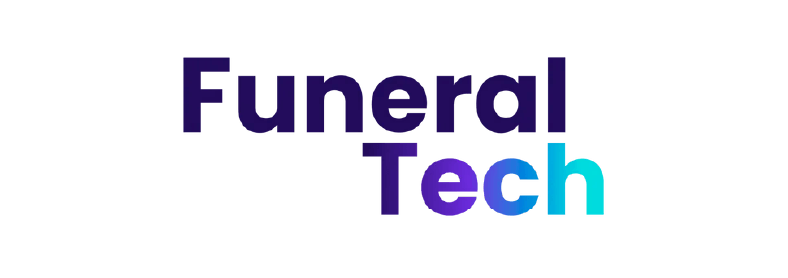 The logo for funeral tech is a purple and blue logo on a white background.