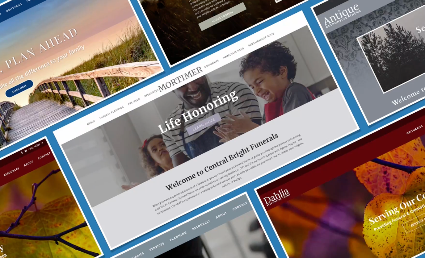 A collage of various websites including one that says `` life honoring ''.