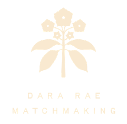 The logo for dara rae matchmaking is a tree with flowers and leaves.