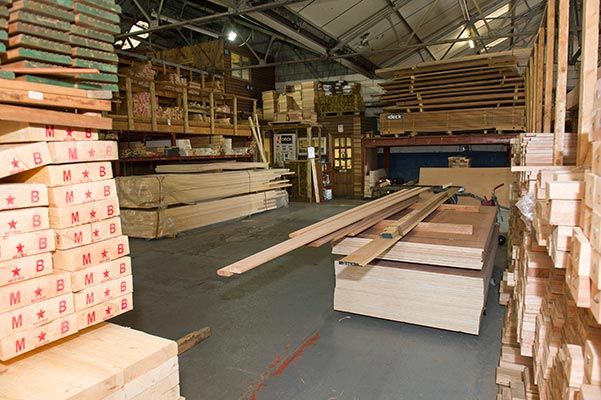 View of high quality hardwood stacked