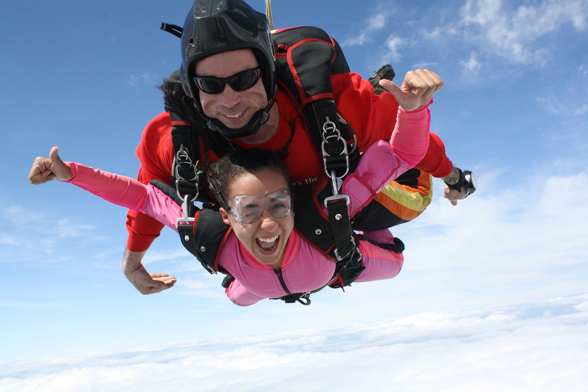 Enjoying tandem skydiving