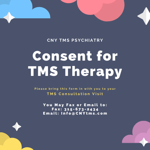 A poster that says consent for tms therapy