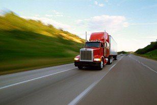 Semi truck driving on highway