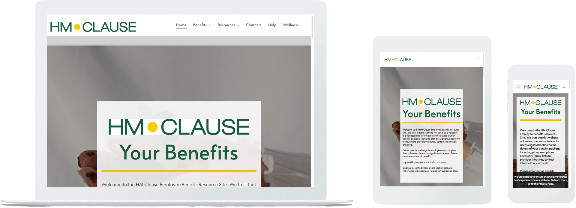 a person is holding a sign that says hm clause your benefits .