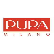 Un logo rouge et blanc pour pupa milano sur fond blanc.