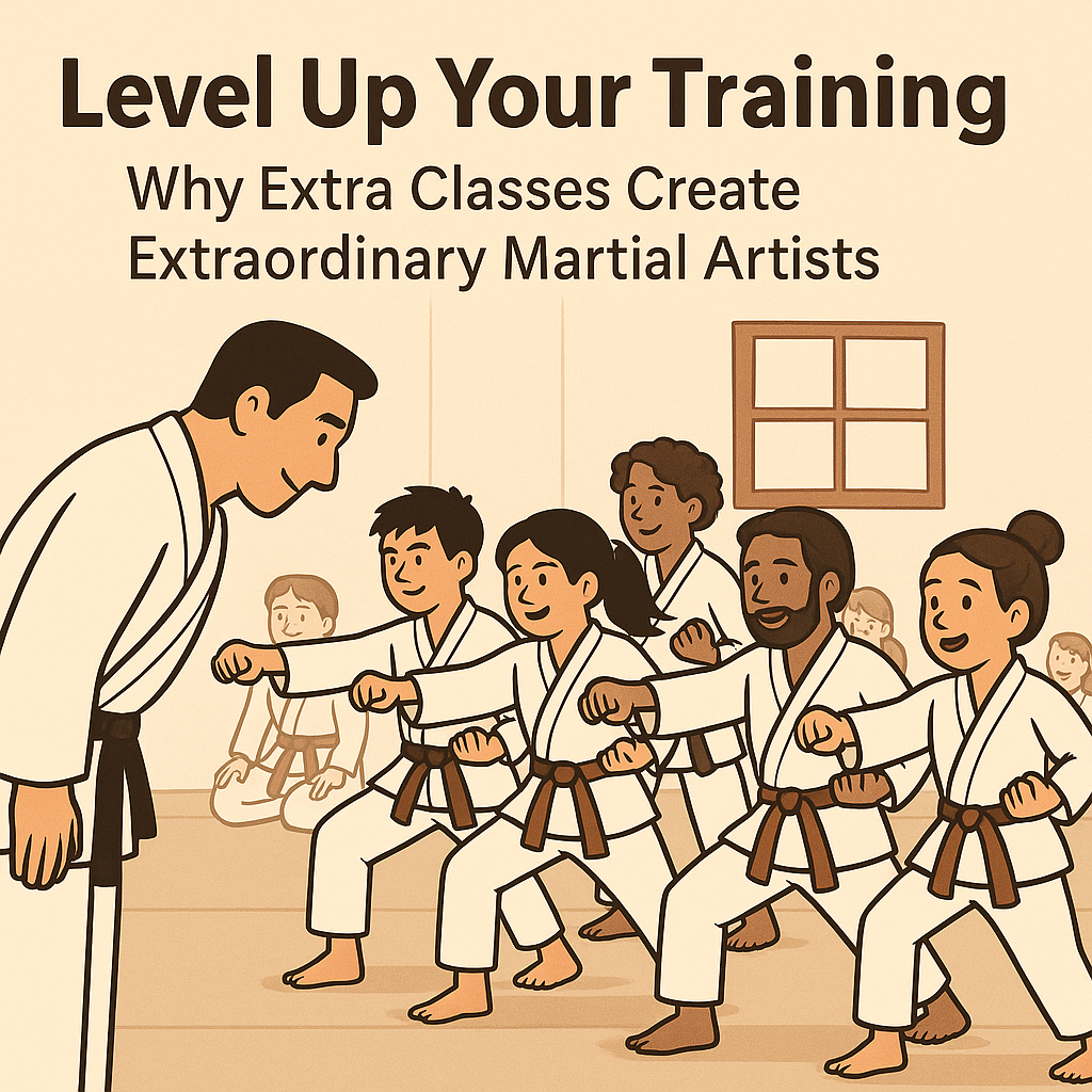 Martial arts students training together in a group class to improve skills, teamwork, and connection