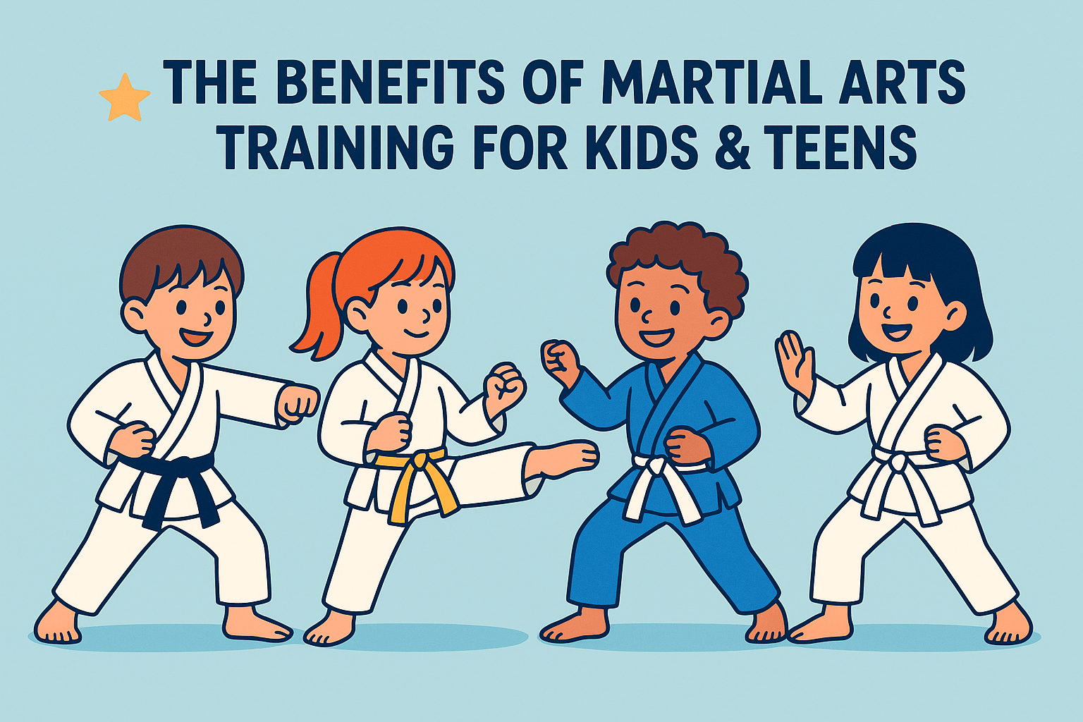 Kids practicing Karate and Brazilian Jiu-Jitsu for martial arts benefits