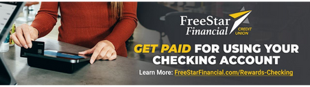 A woman is using a credit card at a freestar financial checking account