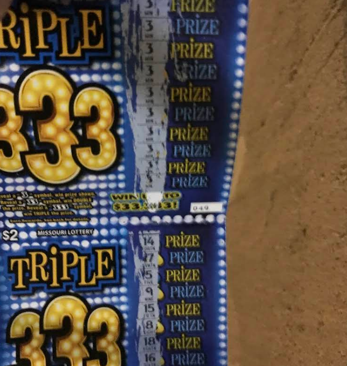 A stack of lottery tickets with the number 333 on them